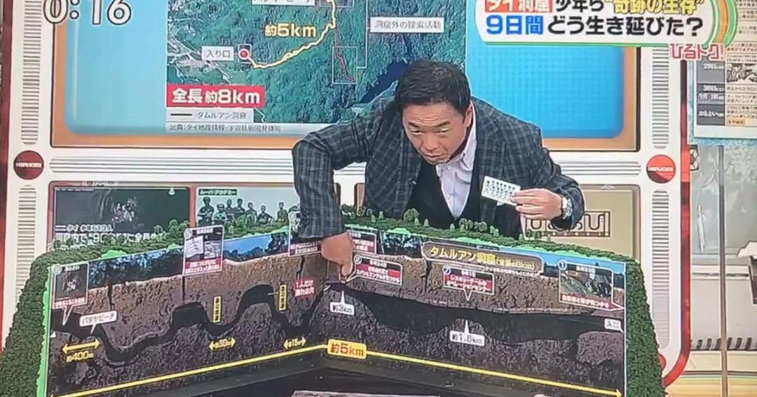 สื่อญี่ปุ่นจัดเต็ม! อธิบาย “13 ชีวิตติดถ้ำ” ใช้โมเดลสุดอลังการ ดูภาพเข้าใจง่าย