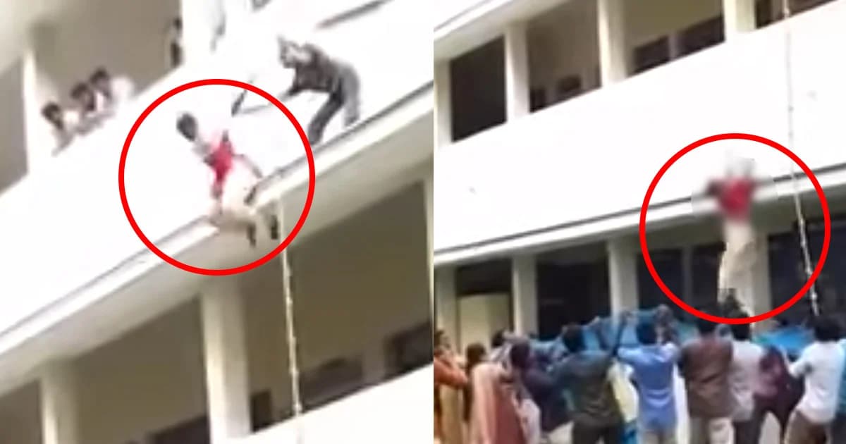 เจ้าหน้าที่ผลักนักศึกษาตกตึกดับในอินเดีย ขณะซ้อมหนีภัย