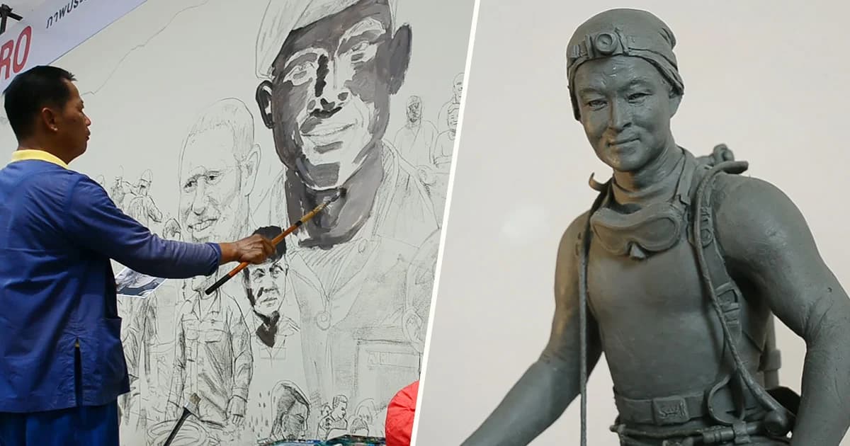 อ.เฉลิมชัย นำศิลปิน 100 ชีวิต วาดภาพฮีโร่ช่วยทีมหมูป่า-รูปปั้นจ่าแซม ใช้งบส่วนตัว 10 ล้าน