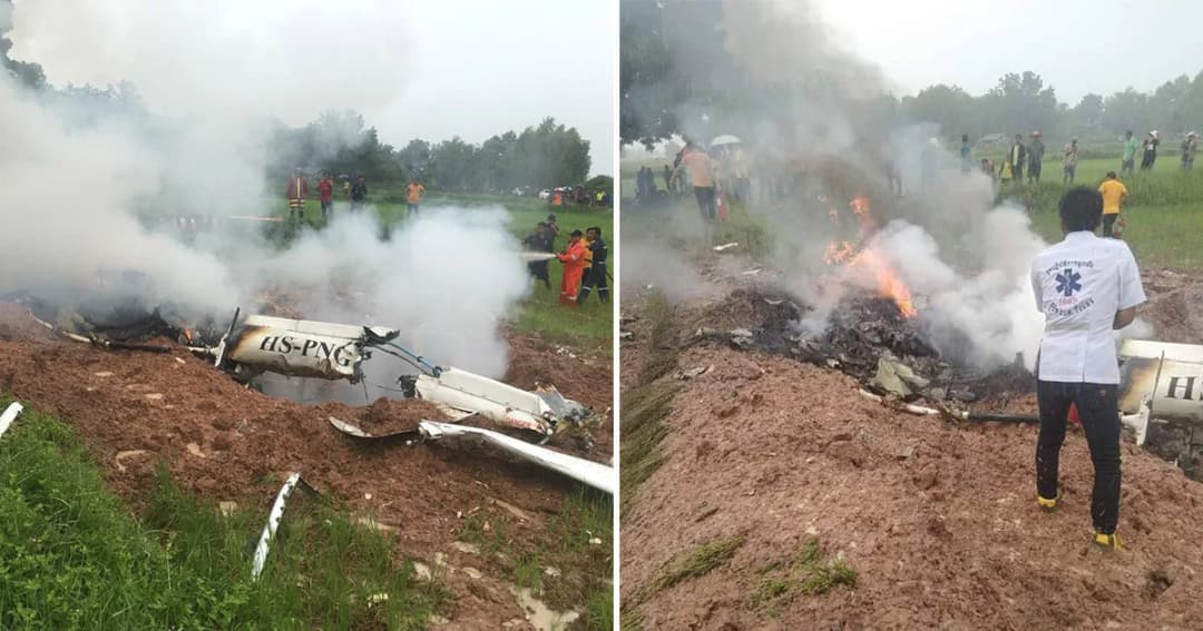 ขอนแก่นเกิดเหตุ ฮ. เล็ก บ.เอกชนตกกลางทุ่งนา นักบิน-ผู้โดยสาร เสียชีวิต 3 ราย