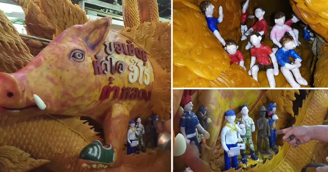 เทียนพรรษาโคราช บันทึกประวัติศาสตร์ปั้นรูปหมูป่าติดถ้ำและเหล่าฮีโร่ช่วยเหลือ