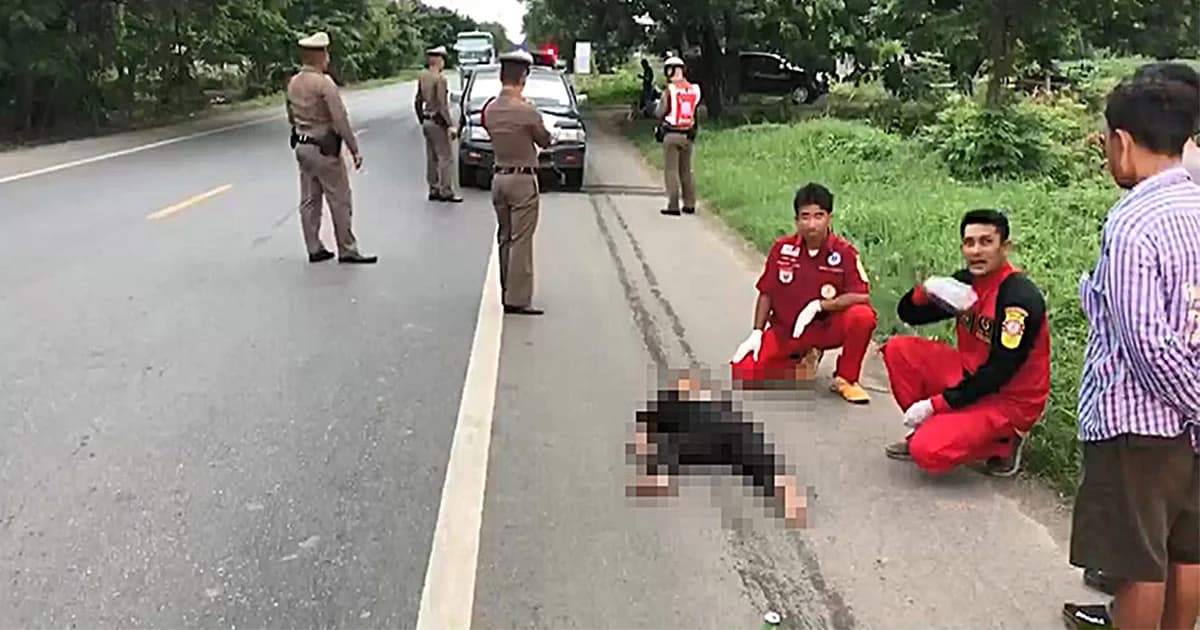 หนุ่มใหญ่ กระโดดตัดหน้ารถ เสียชีวิตคาที่