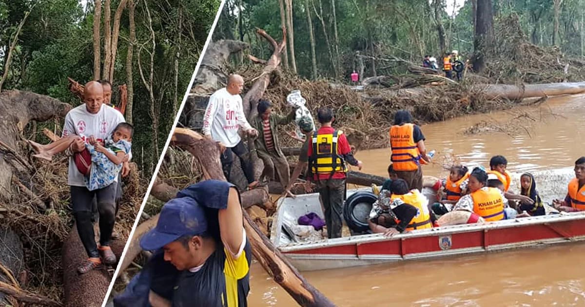 กลุ่มกู้ภัยไทย พบผู้รอดชีวิตติดเกาะแขวงอัตตะปือ 4 วัน เด็ก 6 ผู้ใหญ่ 7 คน ช่วยได้ปลอดภัยแล้ว