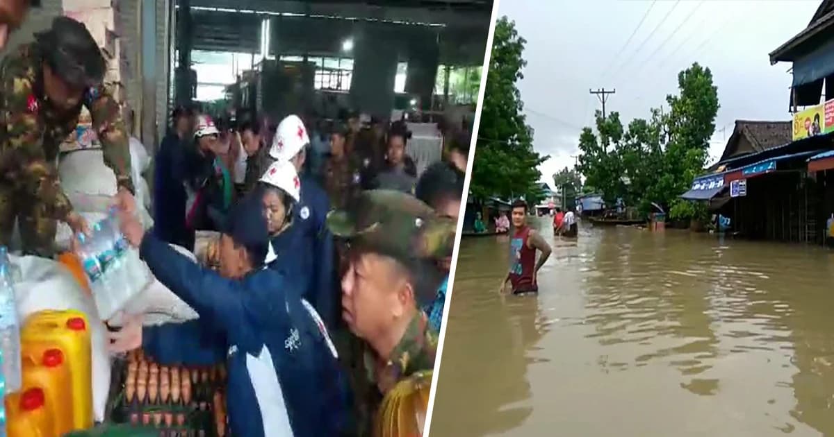 แม่สอด บริจาคสิ่งของช่วยชาวพม่า เหตุน้ำท่วม ไร้ที่อยู่นับหมื่นคน