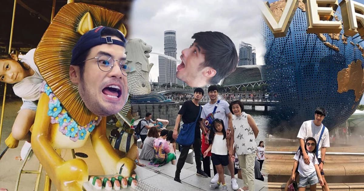 สุดเกรียน “หน่อง” ตัดต่อภาพ พา “บอย” เที่ยวทริปสิงคโปร์กับครอบครัว