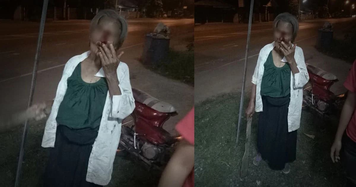 สะเทือนใจ ! หญิงชราเดินขอความช่วยเหลือ ถูกลูกชายทำร้ายเลือดอาบหน้า