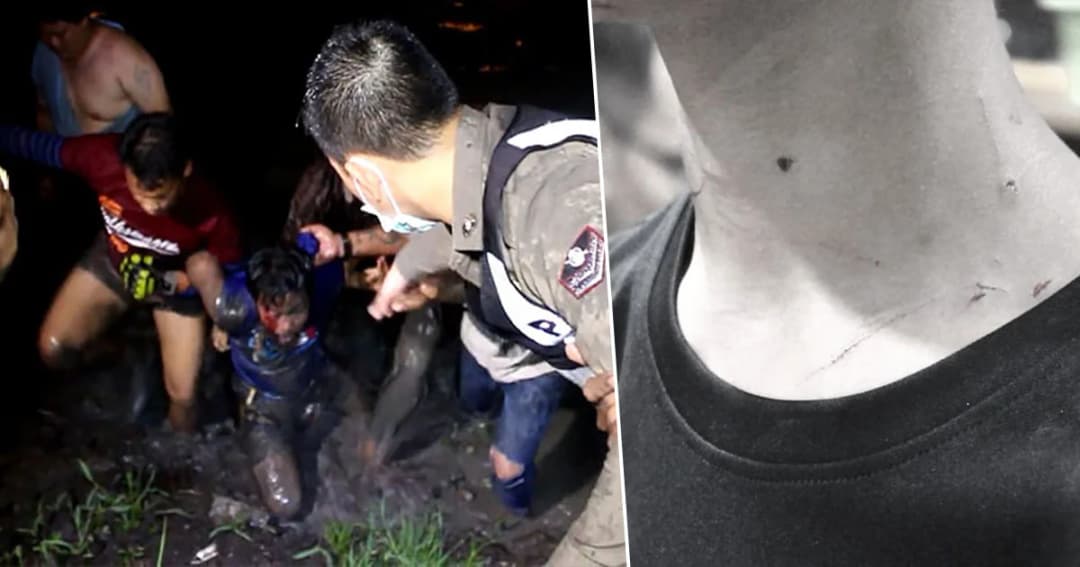 จับระทึก ! หนุ่มคลั่งยาใช้มีดจี้คอเด็ก ซ้อนจยย. โดดหนีลงคลอง