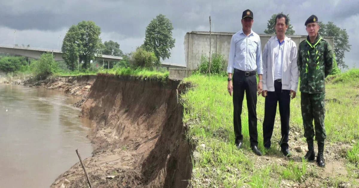 เร่งตรวจสอบ! น้ำเมยเซาะตลิ่งฝั่งไทย ลึก 50 ม. หวั่นกระทบชาวบ้าน