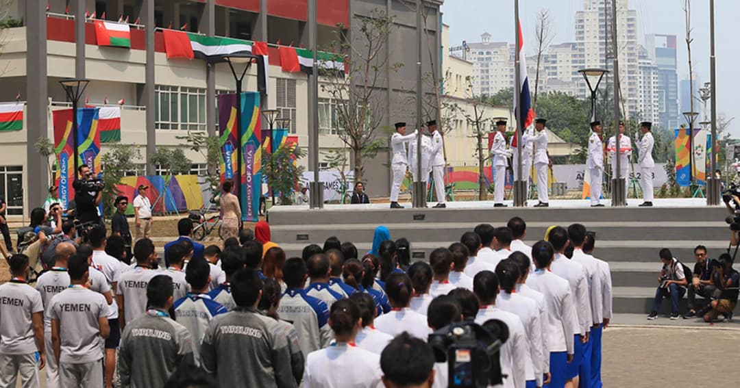 เชิญธงไทยขึ้นสู่ยอดเสาแล้ว พิธีเปิดหมู่บ้านนักกีฬาเอเชียนเกมส์