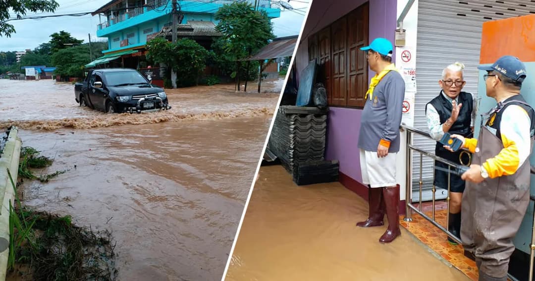 เทศบาลเมืองน่านแจ้งประชาชนเก็บของหนีน้ำ เริ่มทะลักท่วมชุมชนริมน้ำ