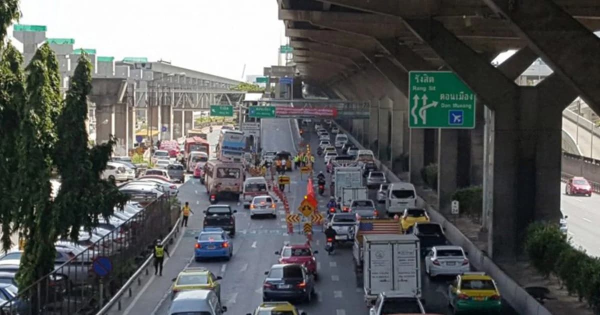 กรมทางหลวง แจ้งปิดจราจรถนนวิภาวดีรังสิต (ขาออก) 25 -26 ส.ค.นี้ เวลา 22.00 – 04.00 น.