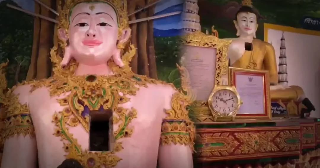 ไม่กลัวบาป ! โจรแสบบุกกลางวิหาร เจาะอกพระประธาน ขโมยหัวใจ