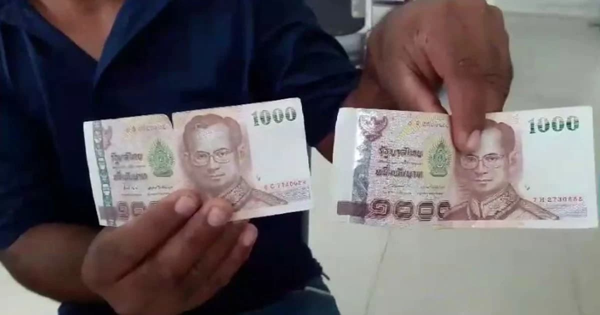 แบงก์ปลอมระบาด ! เร่งล่าหัวหน้า รง.ชลบุรี ใช้แบงก์พันปลอมจ่ายเงินลูกน้อง