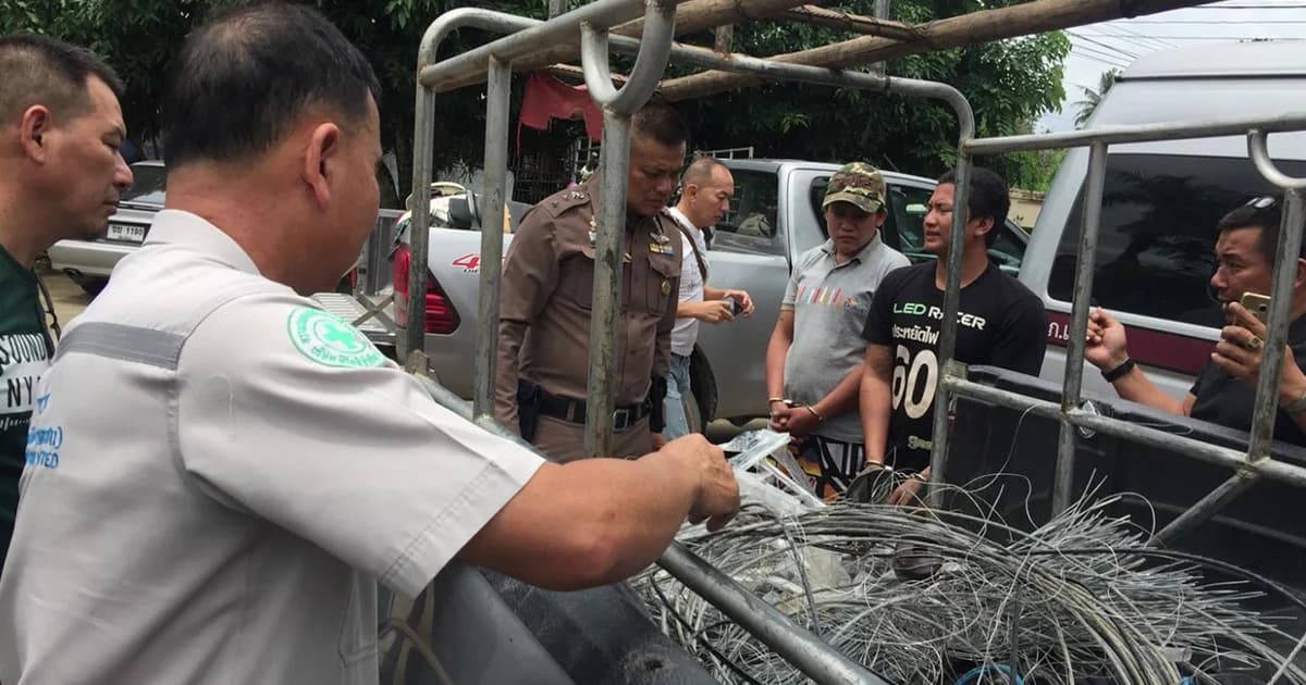 รวบแก๊งลอบตัดสายเคเบิ้ลทีโอที หลังตระเวนตัดสายเคเบิ้ลในหลายพื้นที่