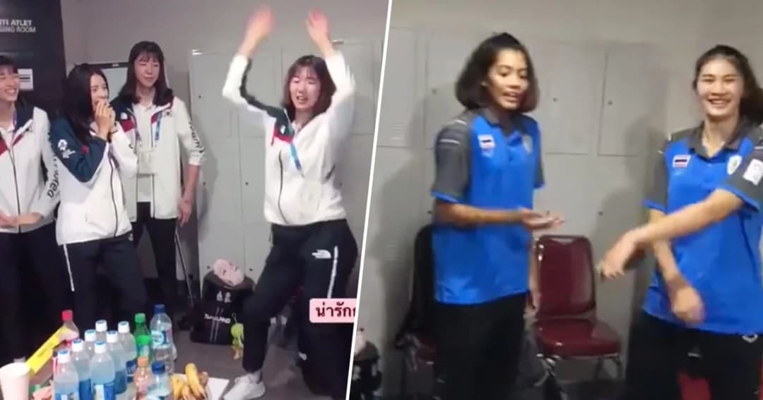 สุดน่ารัก! นักตบ ‘สาวไทย-เกาหลีใต้’ ประชันท่าเต้นสุดพริ้ว โชว์สัมพันธ์แน่นแฟ้น