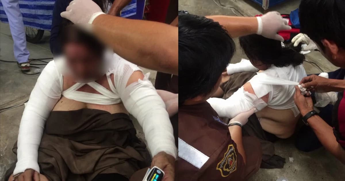 โหด! ชายสาดน้ำมันจุดไฟเผาแม่ค้าวัย 45 ปี กลางตลาด ตำรวจคาดมือที่ 3