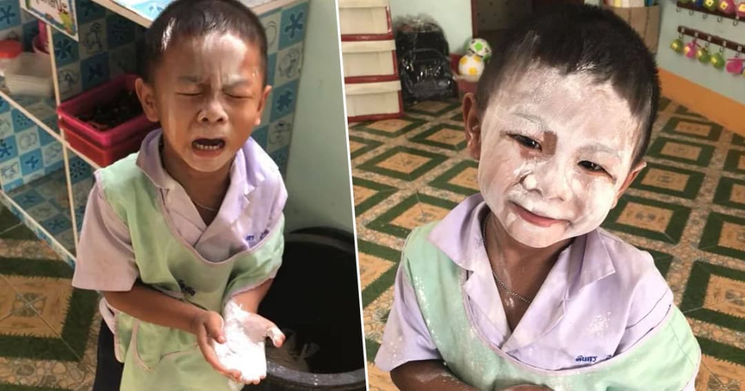 หลักฐานชัด! ‘น้องโจ’ ถูกครูจับได้แอบเล่นแป้ง ร้องไห้กลัว ตร. จับ