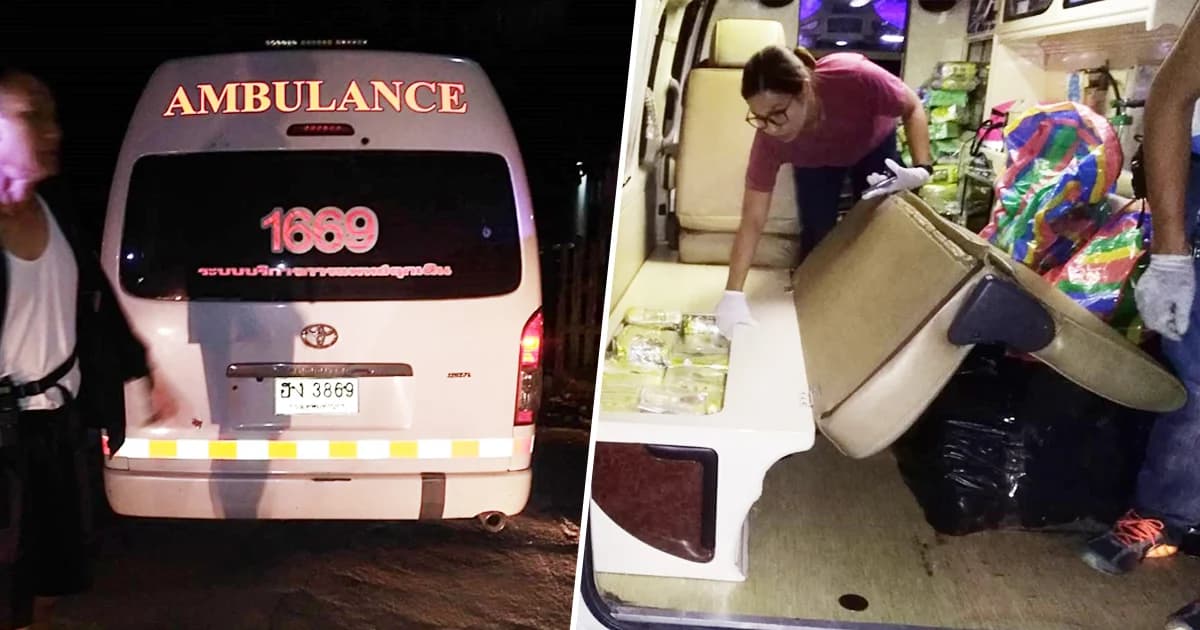 ตร.ไล่ล่า ยิงสกัด ‘รถพยาบาลขนยาบ้า’ กลางเมืองพะเยา ซุกกว่า 5 แสนเม็ด