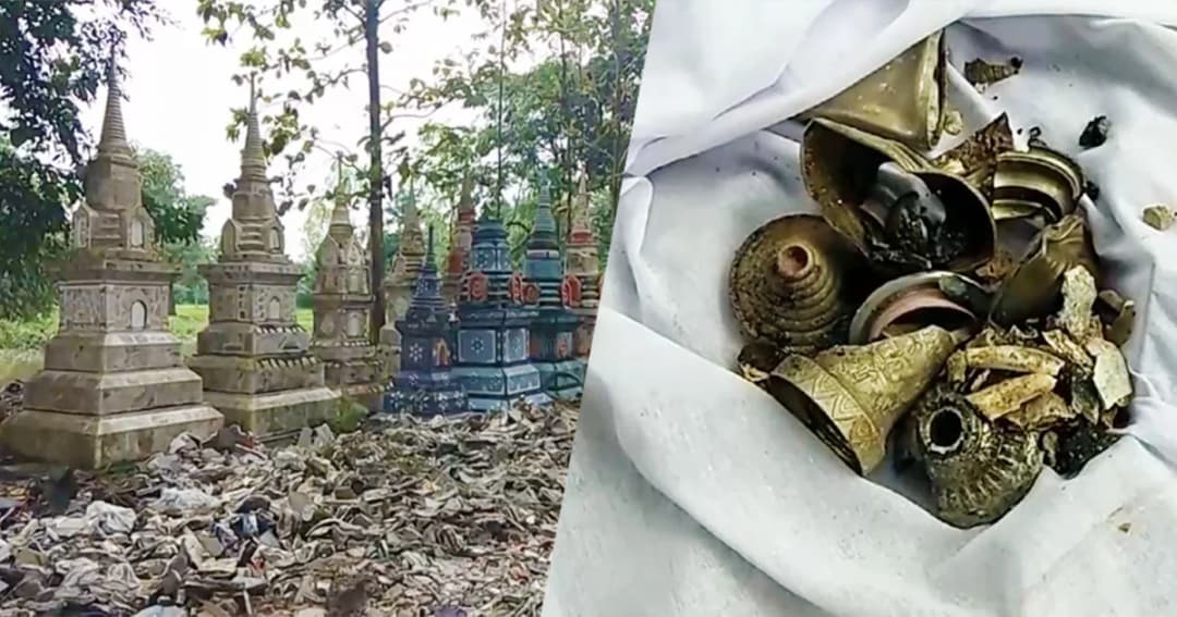 ออกหมายจับ ! เจ้าอาวาสสั่งรถแบคโฮ ทุบเจดีย์อัฐิบรรพบุรุษชาวบ้าน