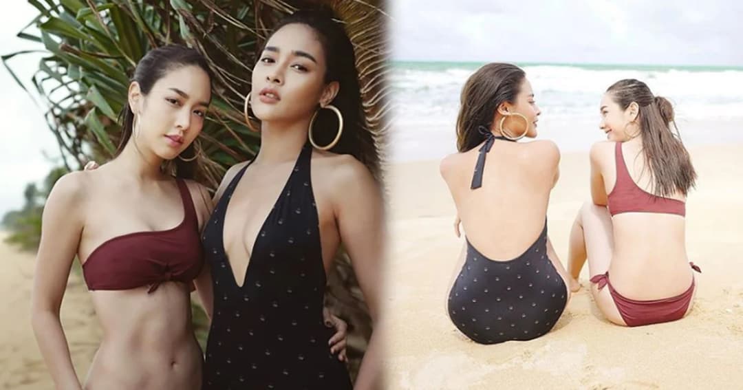 ‘ปุ๊กลุก-มิน’ สวมชุดว่ายน้ำอวดหุ่นเซ็กซี่ริมทะเล