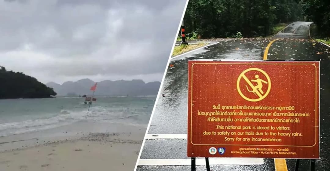 กระบี่ปักธงแดง ! ริมหาด-อุทยานฯ ห้าม นทท.ลงเล่นน้ำ หวั่นเกิดอันตราย