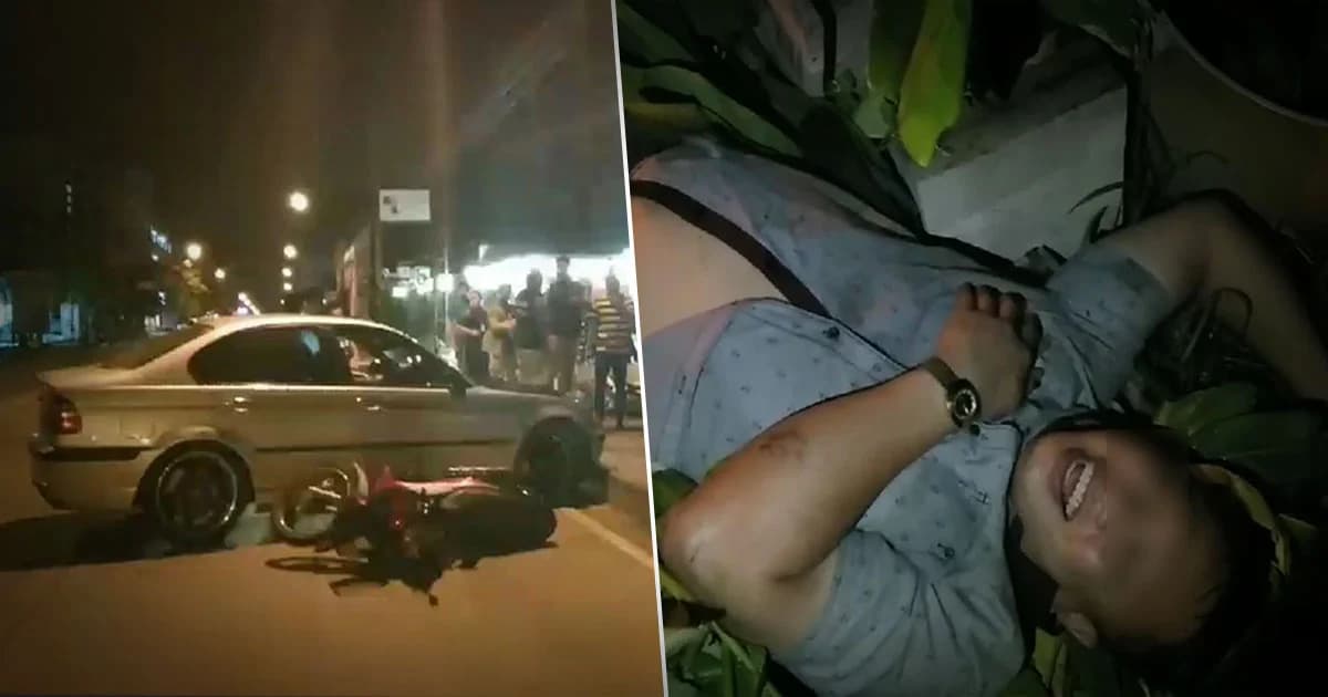 หนุ่มเมาโชว์เก๋า ! ดริฟท์บีเอ็มออกจากผับ เสียหลักพุ่งชนจยย.เจ็บ 2 ราย