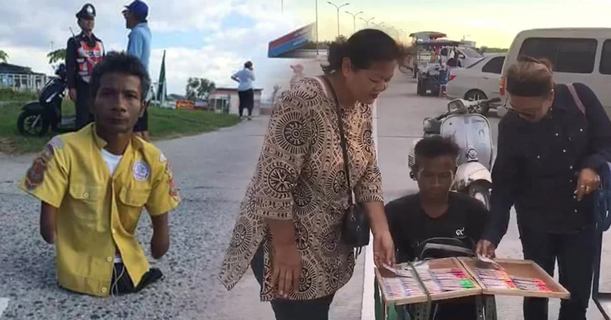 เปิดใจ “น้าโต๊ด” อาสาสมัครกู้ภัยไร้แขนขา กับการยืนหยัดครั้งใหม่ ขายลอตเตอรี่เลี้ยงชีพ