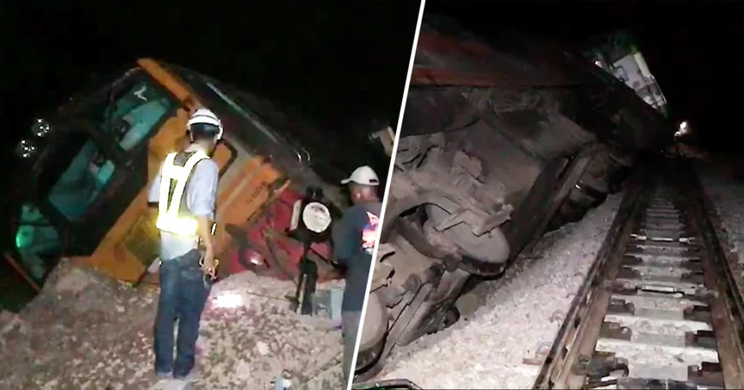 ระทึก 50 ชีวิต! รถไฟชุมพร-หาดใหญ่ ตกรางที่สถานีบางกล่ำ จ.สงขลา โชคดีไร้เจ็บ