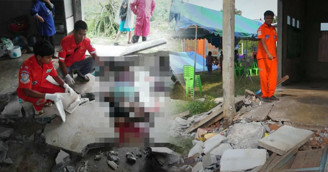 สยอง ! ฝนตกหนักน้ำกัดเซาะผนังบ้าน ถล่มทับยายวัย 78 ปี ดับคาที่