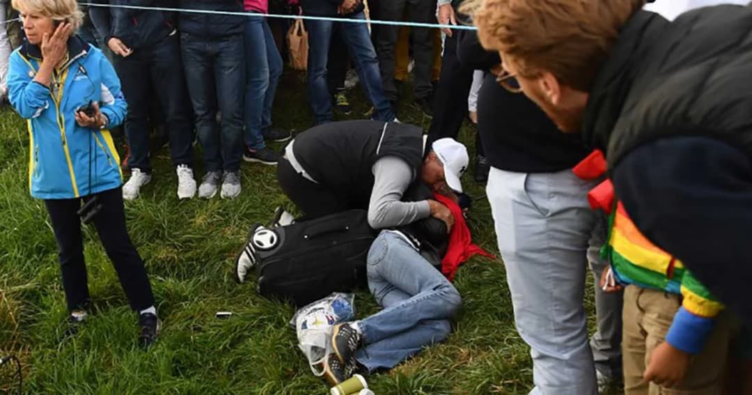 ซวยแท้ๆ ไปดูกอล์ฟ ไรเดอร์สคัพ เจอลูกกอล์ฟฟาดตาบอด