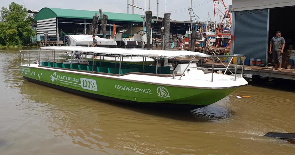 ให้บริการฟรีถึงสิ้นปี! “เรือไฟฟ้าโดยสาร” ลำแรกของไทย รับ-ส่งผู้โดยสารคลองผดุงฯ