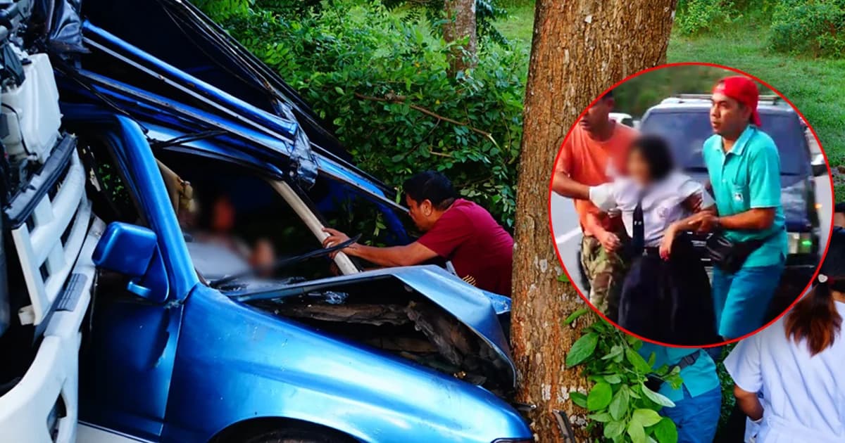 รถ 6 ล้อ หลับใน พุ่งชนสองแถวโดยสารพังยับ ครู-นร. เจ็บหนัก 8 ราย