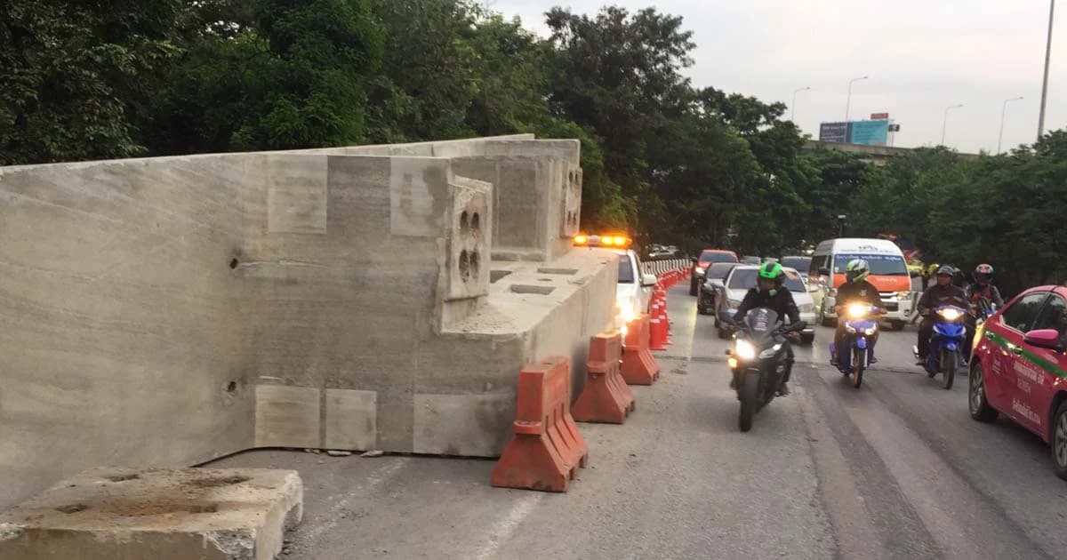 ปิดถ.วิภาวดีขาเข้า 4 ชม. ย้ายคานสะพานหนัก 46 ตัน