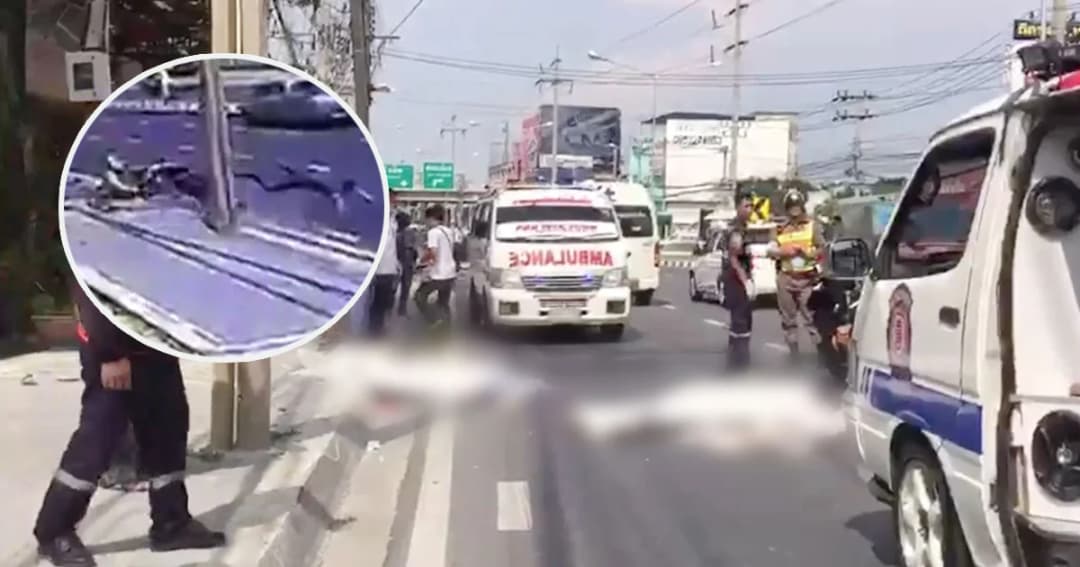 สาวหล่อซิ่ง จยย.เพื่อนชายซ้อนท้าย เสียหลักพุ่งชนเสาไฟดับคู่ !