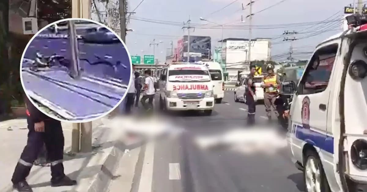 สาวหล่อซิ่ง จยย.เพื่อนชายซ้อนท้าย เสียหลักพุ่งชนเสาไฟดับคู่ !