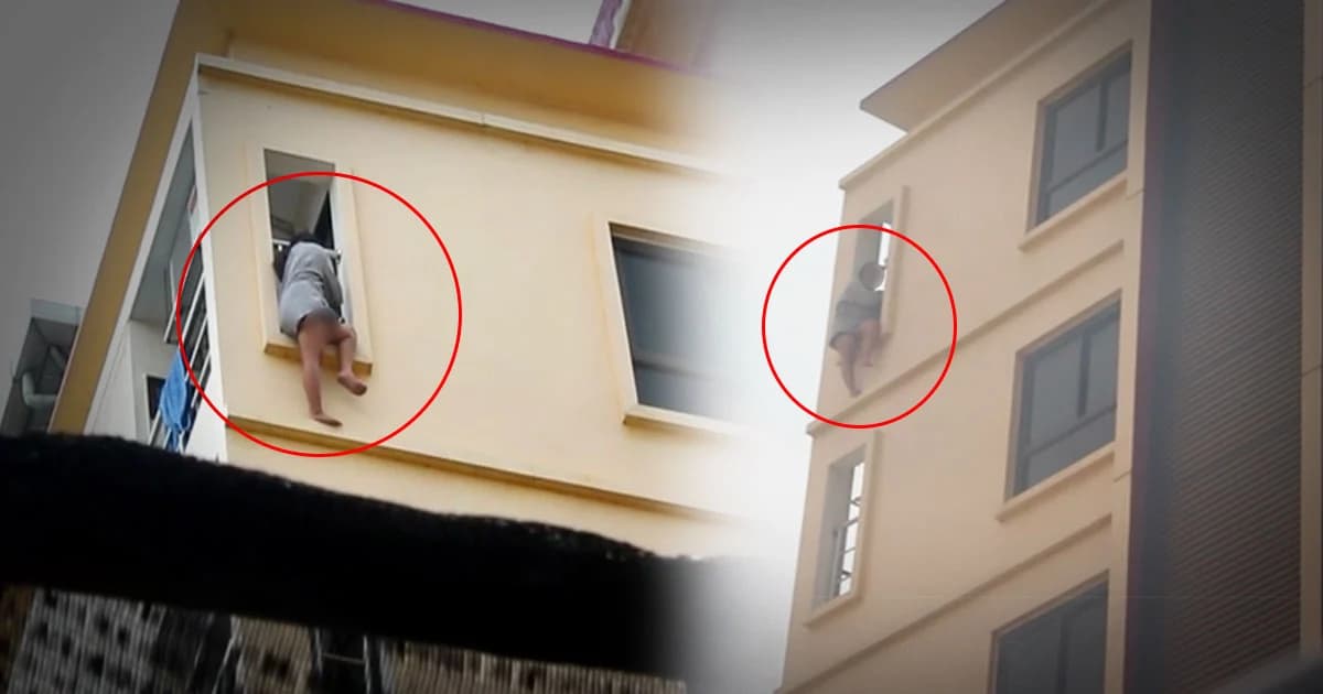 รุดช่วย ! นศ.สาวน้อยใจแฟนบอกเลิก ปีนระเบียงหอพัก 8 ชั้น หวังฆ่าตัวตาย