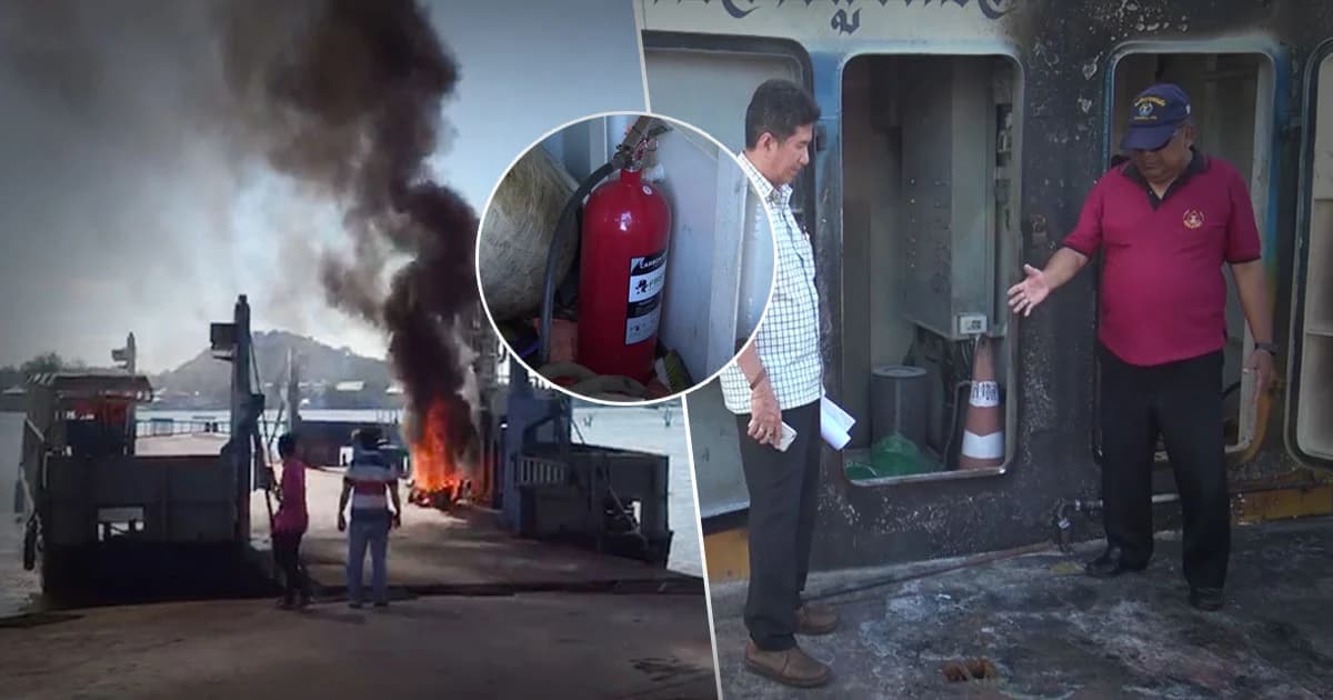 อบจ.สงขลา สั่งเพิ่มถังดับเพลิง หลังไฟไหม้ จยย. บนแพขนานยนต์ข้ามฟาก