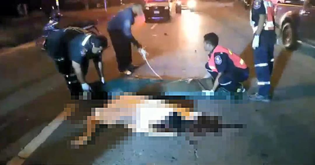 วงจรปิดจับภาพ คู่รักทะเลาะกันกลางถนน ก่อนถูกกระบะชน เก๋งเหยียบซ้ำ ดับทั้งคู่