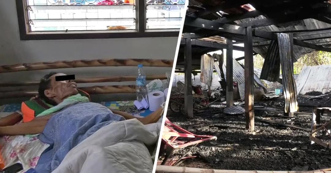 ไฟไหม้บ้าน ! ตาวัย 74 ป่วยติดเตียง ลุกวิ่งหนีตายออกจากบ้าน
