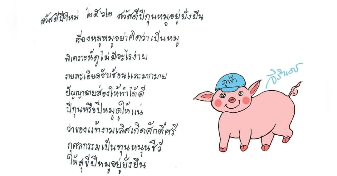 สมเด็จพระเทพฯ พระราชทาน ส.ค.ส. ปี 2562 “ปีกุนหมูอยู่ยั่งยืน”