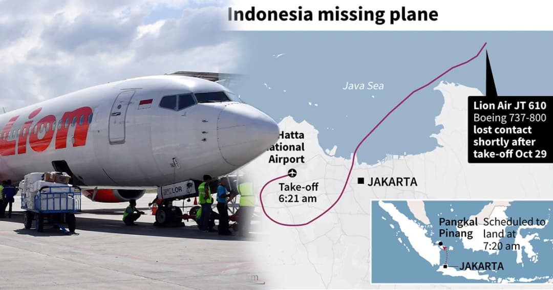 ด่วน! ไลออนแอร์ อินโดฯ ตกกลางทะเลชวา หลังขึ้นบิน 13 นาที กู้ภัยเร่งช่วยเหลือ