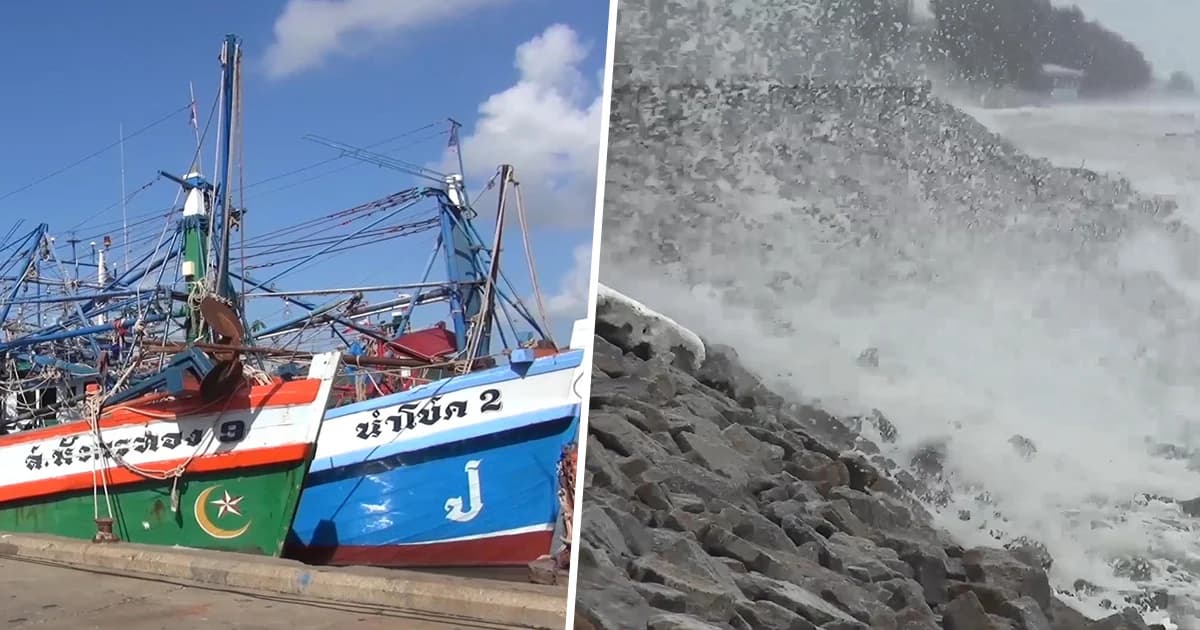 ‘เรือประมงสงขลา’ จอดเต็มท่า หลบคลื่นลมแรง กระทบสินค้าสัตว์น้ำขาดแคลน