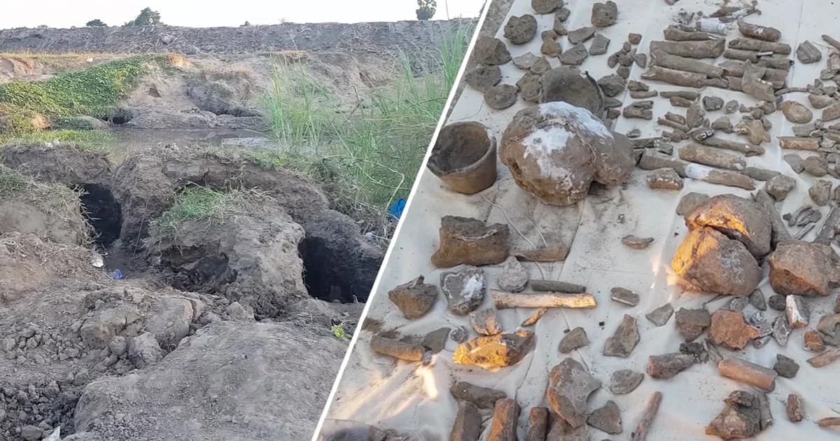 ใช้เครื่องตรวจโลหะสแกน ลักลอบขุดหาสมบัติโบราณวัดร้างบางระกำ พิษณุโลก