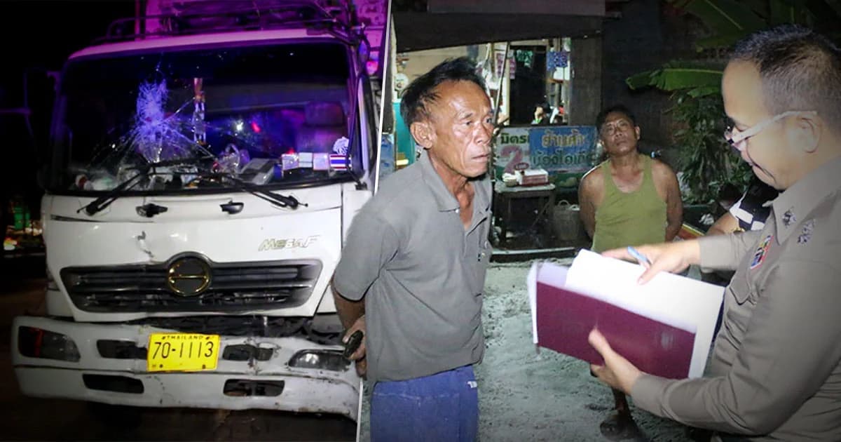 ลุงเมาซิ่ง 6 ล้อ ชนรถข้างทางพังยับ เจ็บ 1 แถมไม่ยอมเป่า อ้างลูกเป็นตำรวจ