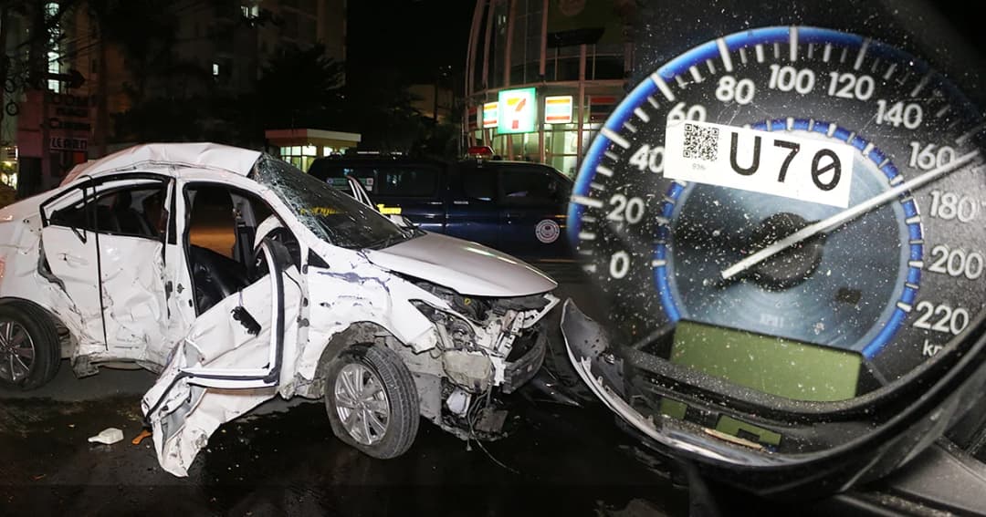 เข็มไมล์ค้าง 170! เก๋งซิ่งชนแท็กซี่จอดข้างทางพังยับ เจ็บสาหัส 2 ราย