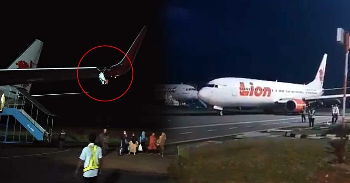 “ไลอ้อนแอร์” ปีกชนเสาไฟในสนามบินจนปลายปีกฉีก เที่ยวบินอื่นดีเลย์หลาย ชม.