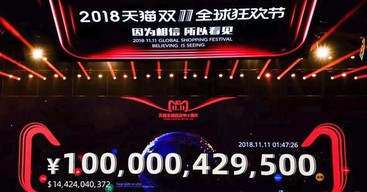 “อาลีบาบา” ทุบสถิติใหม่ยอดขายวันคนโสด ชั่วโมงแรกทะลุ 1 หมื่นล้านดอลลาร์
