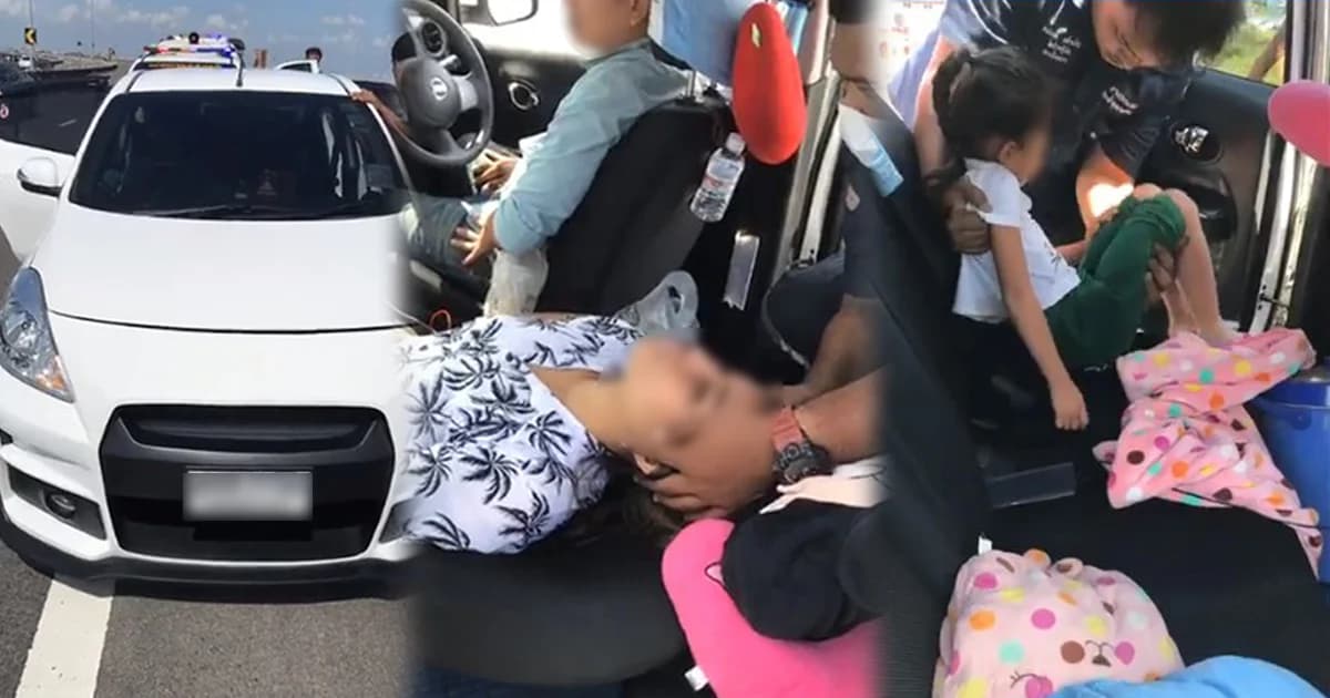 กลิ่นไหม้ท่อไอเสียฟุ้ง! 3 ชีวิตหวิดดับคาเก๋งบนทางด่วน