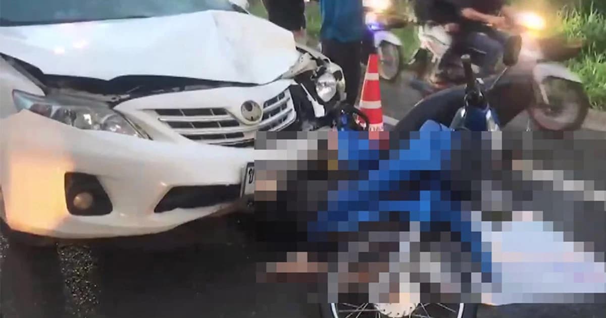 ครูหนุ่มขับเก๋ง ชนท้าย จยย. ! นักเรียนหญิงดับ 1 สาหัส 2