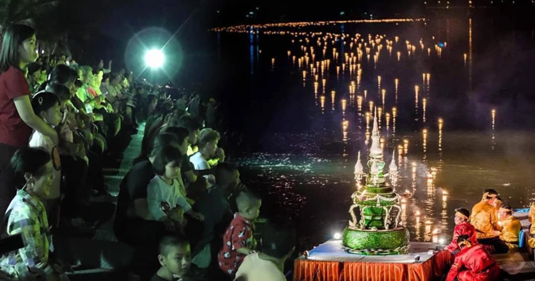 คึกคัก! นทท.ต่างชาติ แห่ชม ‘ลอยกระทงสายไหลประทีป 1,000 ดวง’  ริมน้ำปิง จ.ตาก